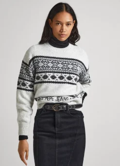 Women Pepe Jeans Crew Neck Jacquard Knit