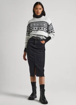 Women Pepe Jeans Crew Neck Jacquard Knit