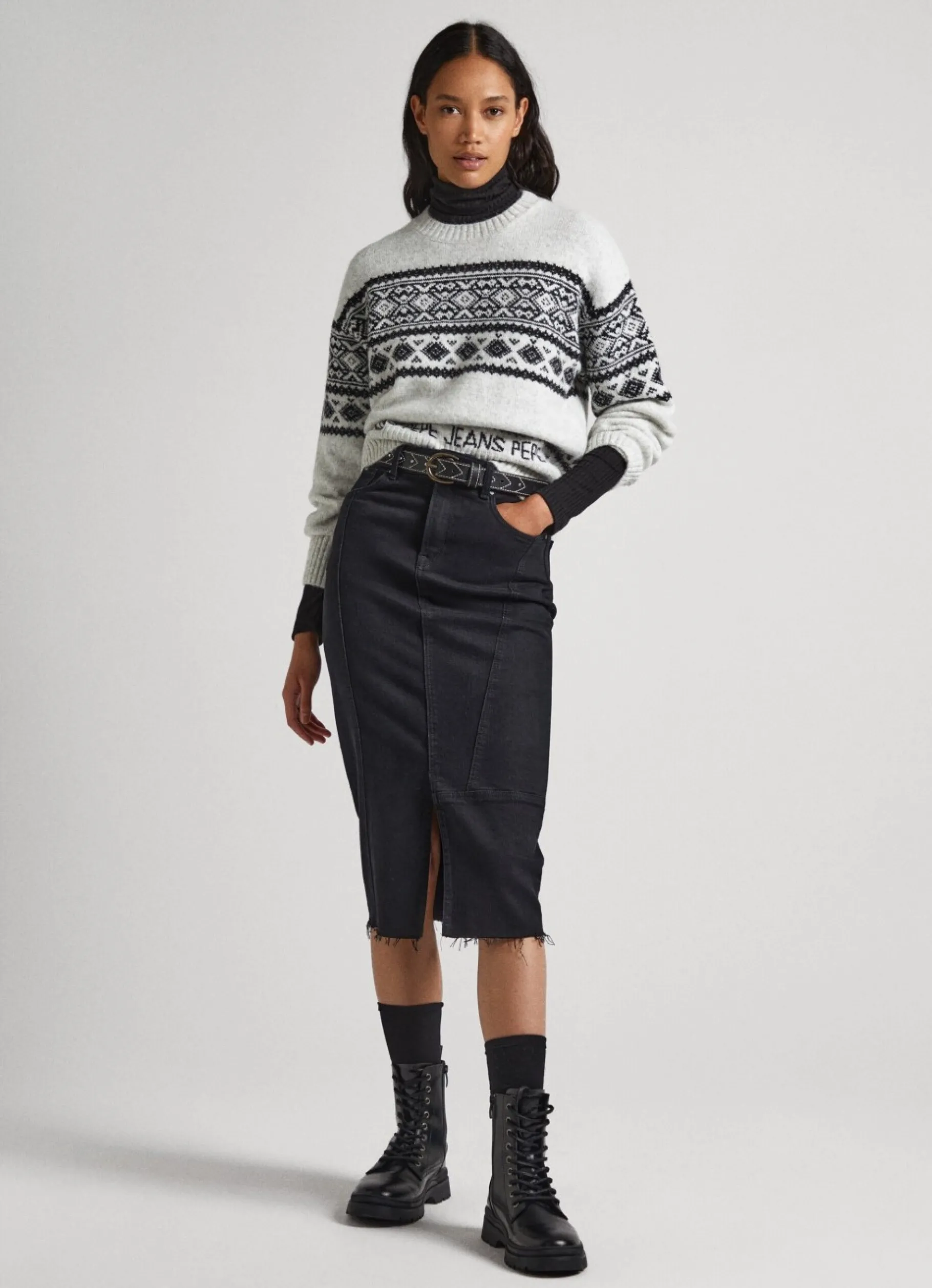 Women Pepe Jeans Crew Neck Jacquard Knit