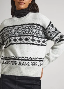 Women Pepe Jeans Crew Neck Jacquard Knit