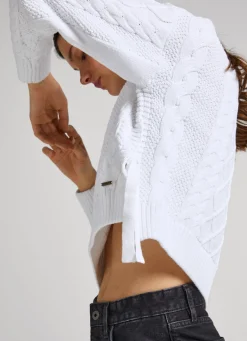 Women Pepe Jeans Cropped Cable Knit Sweatshirt
