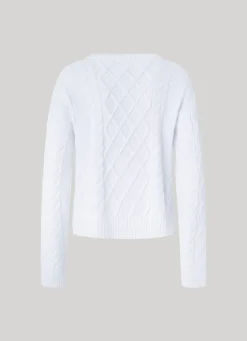 Women Pepe Jeans Cropped Cable Knit Sweatshirt