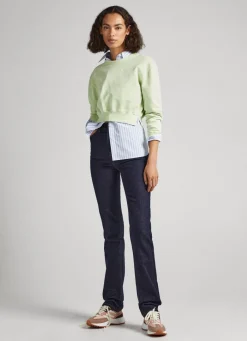 Women Pepe Jeans Cropped Fit Cotton Sweatshirt