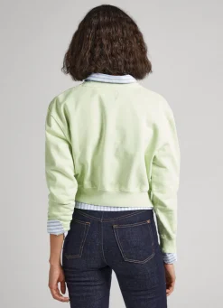 Women Pepe Jeans Cropped Fit Cotton Sweatshirt