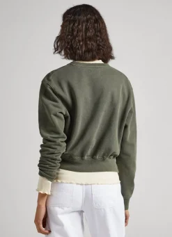 Women Pepe Jeans Cropped Fit Cotton Sweatshirt