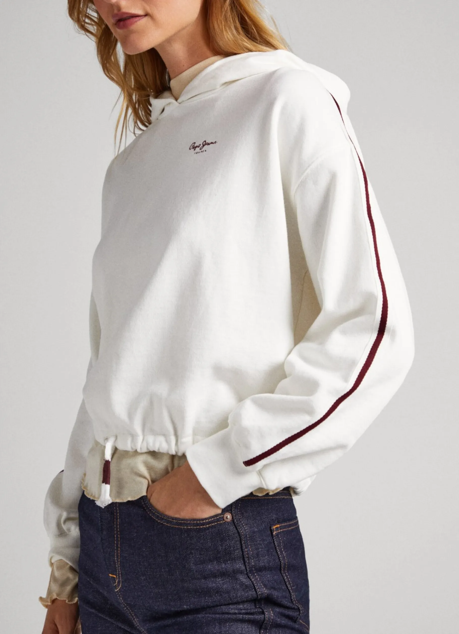 Women Pepe Jeans Cropped Fit Hoodie Sweatshirt