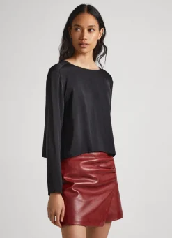 Women Pepe Jeans Cropped Fit Satin Blouse