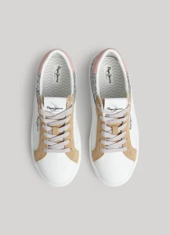 Women Pepe Jeans Dobbie Mix Leather Trainers