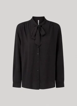 Women Pepe Jeans Dobby Blouse With Tie Neck