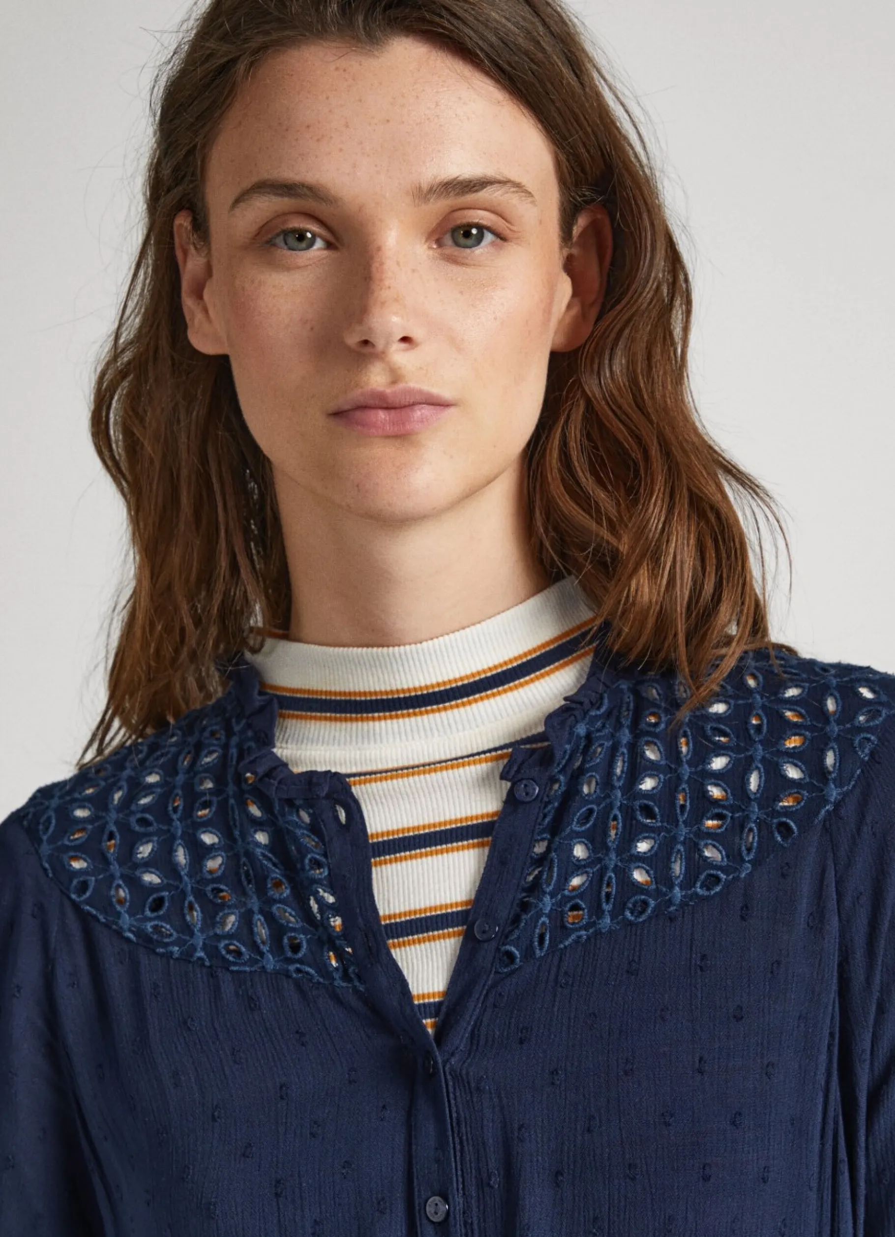 Women Pepe Jeans Dobby Dress With Openwork Details