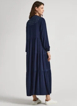 Women Pepe Jeans Dobby Dress With Openwork Details