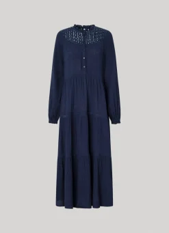 Women Pepe Jeans Dobby Dress With Openwork Details