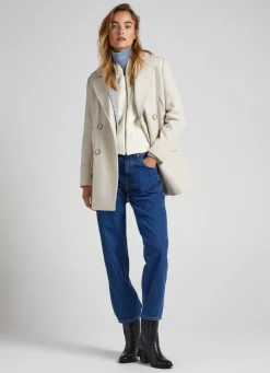 Women Pepe Jeans Double Breasted Wool Peacoat