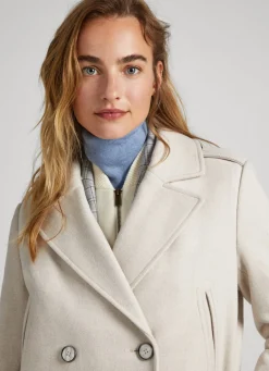 Women Pepe Jeans Double Breasted Wool Peacoat