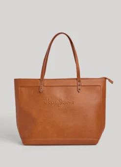 Women Pepe Jeans Embossed Logo Tote Bag