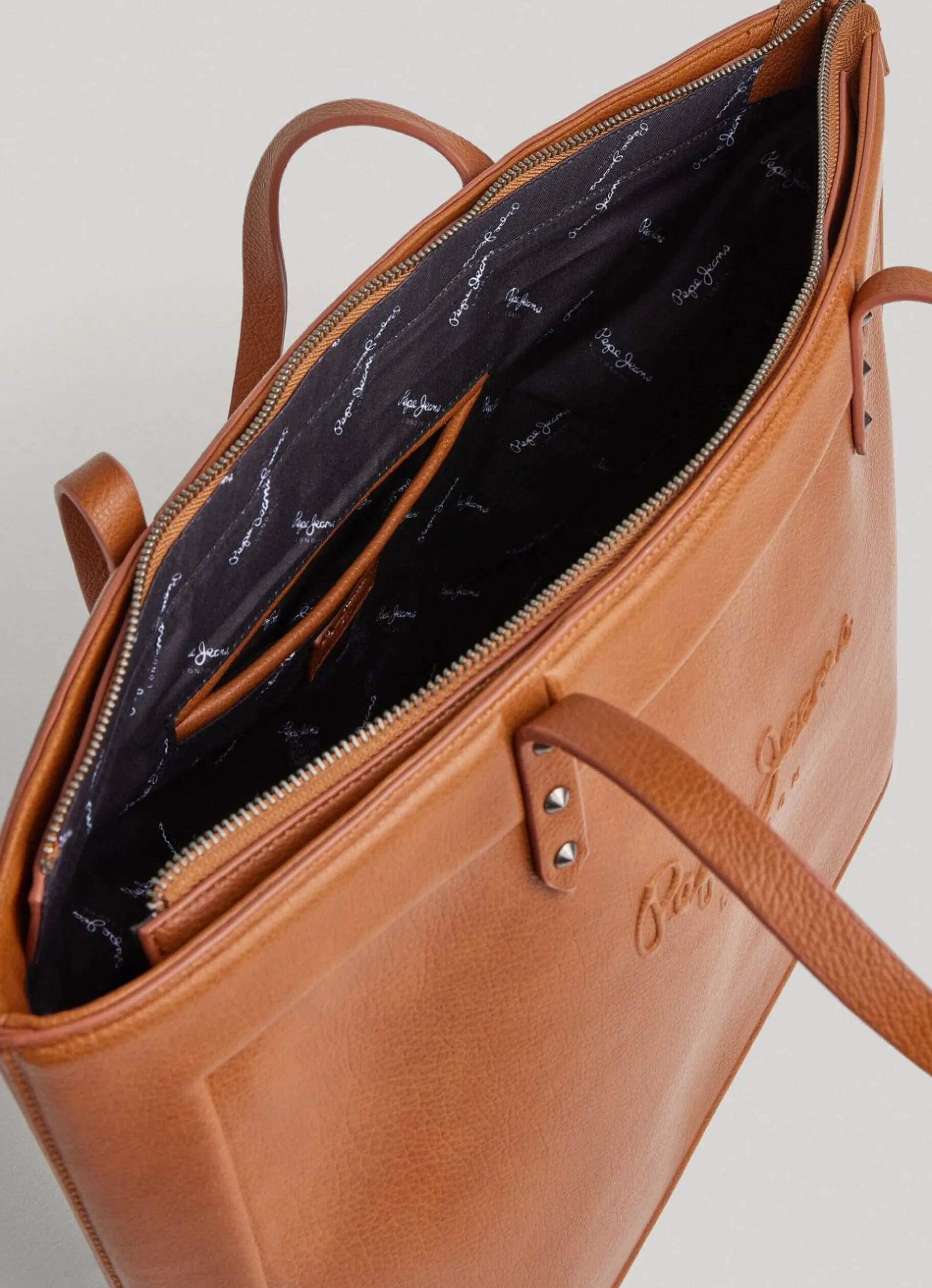 Women Pepe Jeans Embossed Logo Tote Bag
