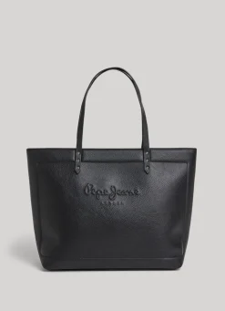 Women Pepe Jeans Embossed Logo Tote Bag