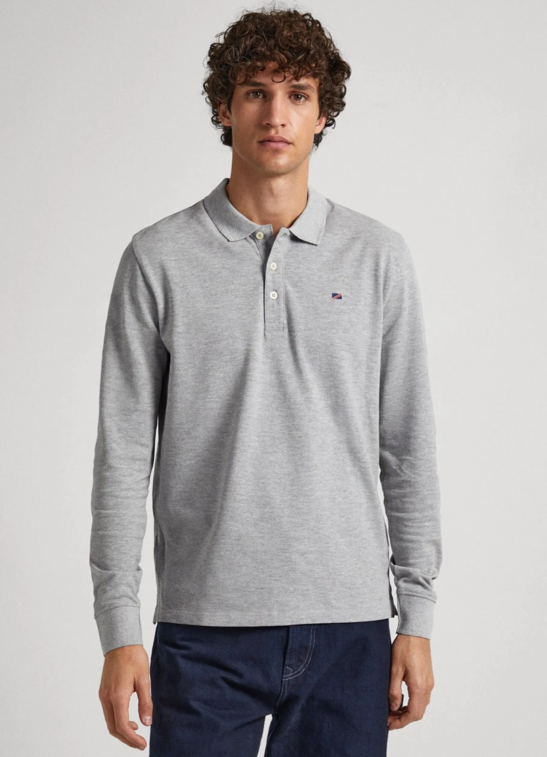 Men Pepe Jeans Embroidered Flag Pique Polo Shirt