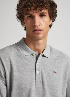 Men Pepe Jeans Embroidered Flag Pique Polo Shirt