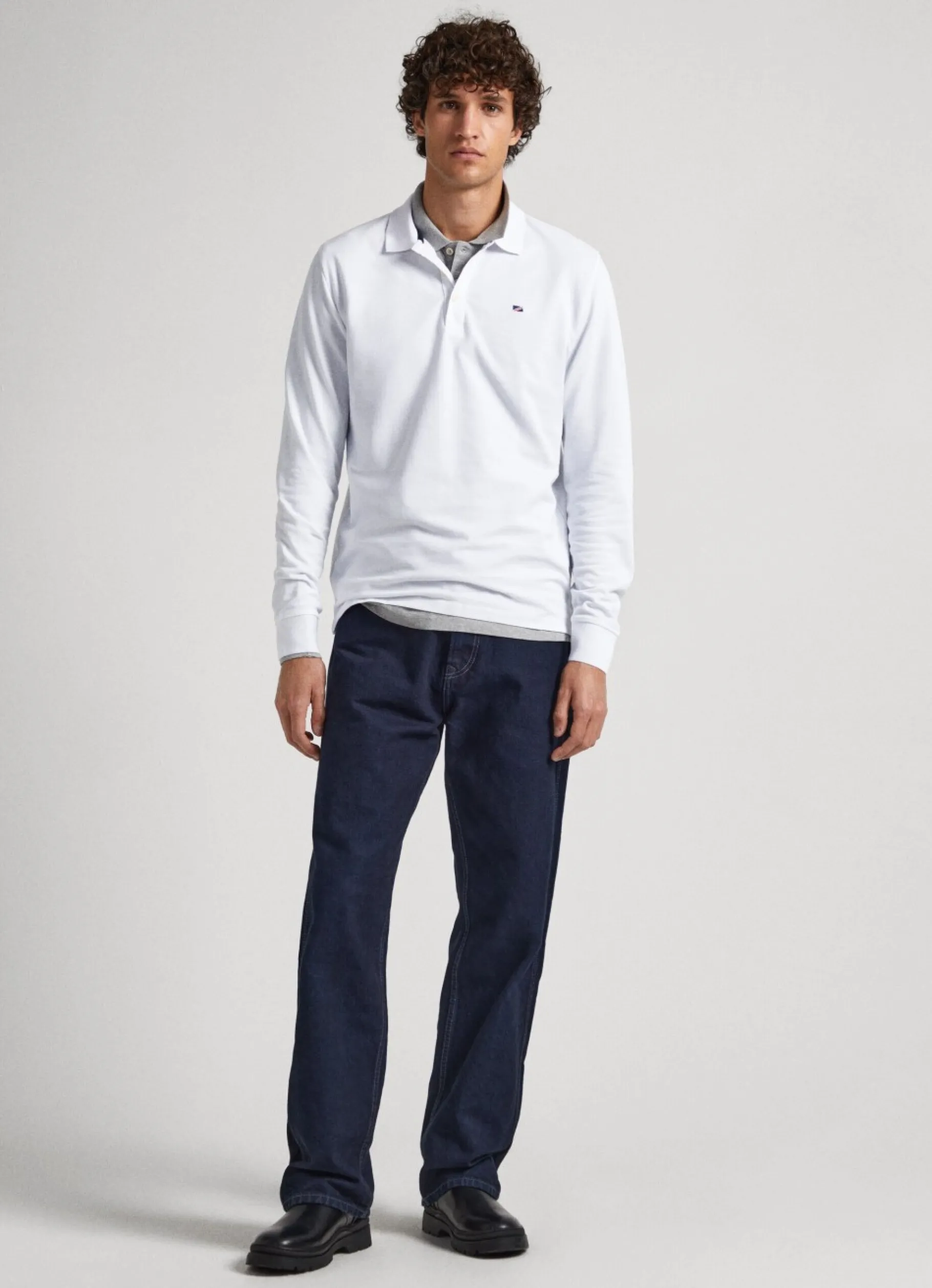 Men Pepe Jeans Embroidered Flag Pique Polo Shirt