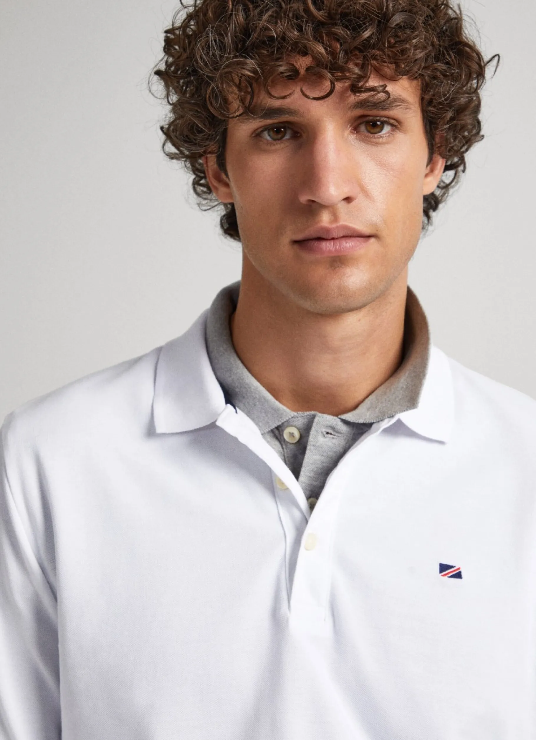 Men Pepe Jeans Embroidered Flag Pique Polo Shirt