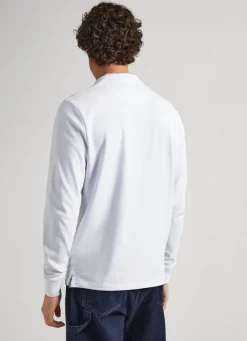 Men Pepe Jeans Embroidered Flag Pique Polo Shirt