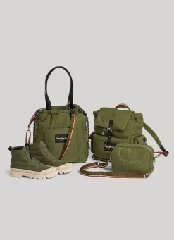 Women Pepe Jeans Embroidered Logo Camera Crossbody Bag