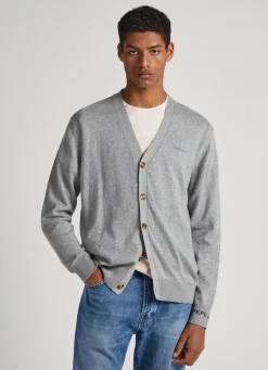 Men Pepe Jeans Embroidered Logo Cardigan