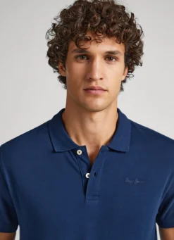 Men Pepe Jeans Embroidered Logo Cotton Pique Polo