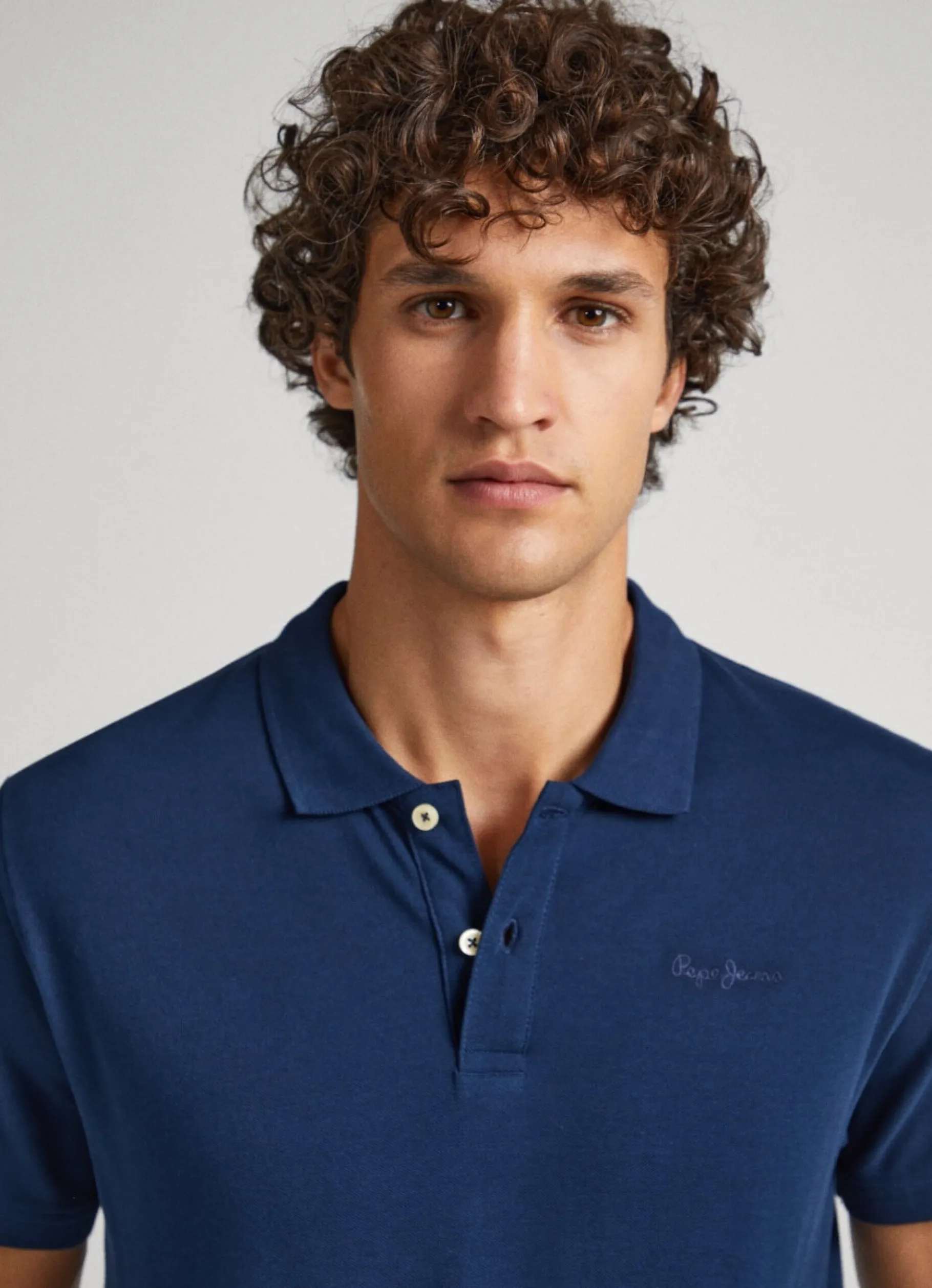 Men Pepe Jeans Embroidered Logo Cotton Pique Polo