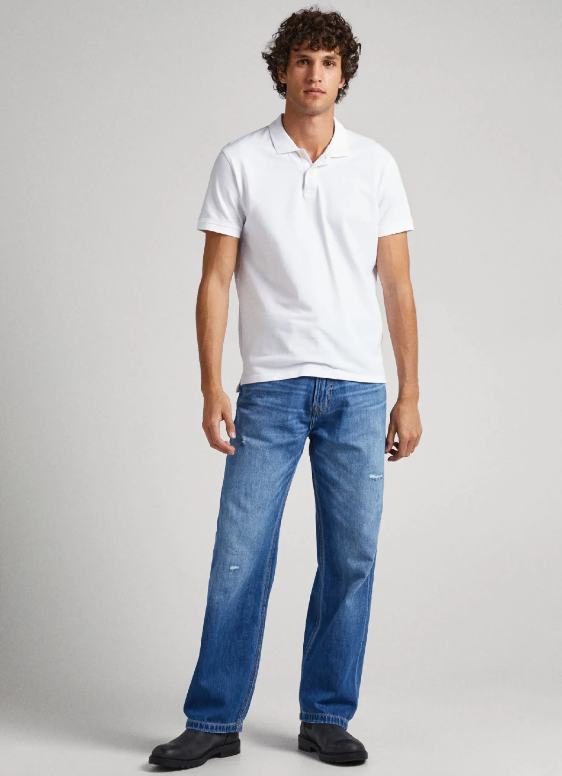 Men Pepe Jeans Embroidered Logo Cotton Pique Polo