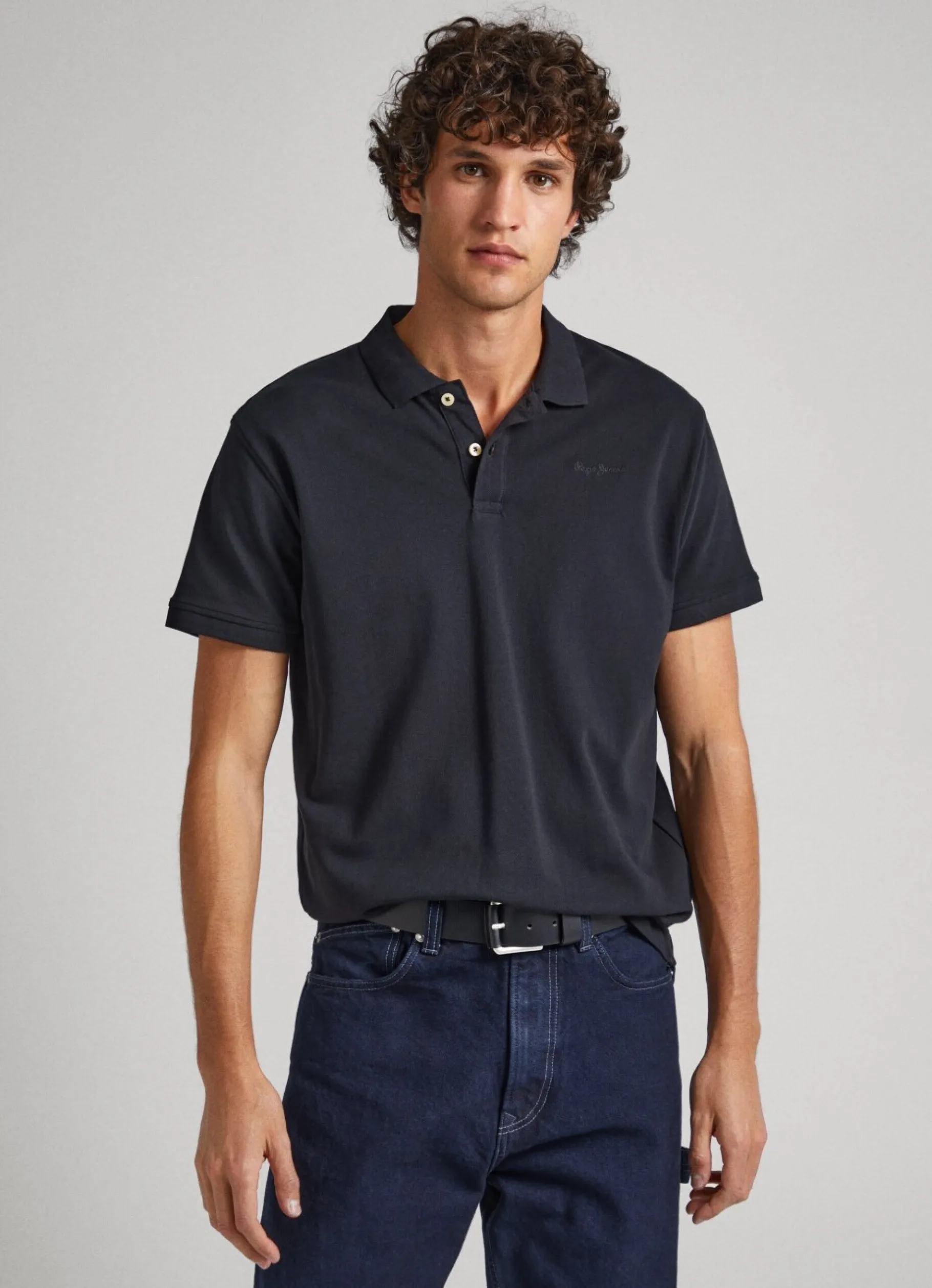 Men Pepe Jeans Embroidered Logo Cotton Pique Polo