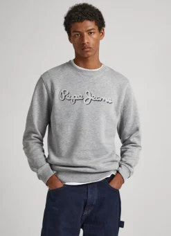 Men Pepe Jeans Embroidered Logo Cotton Sweatshirt