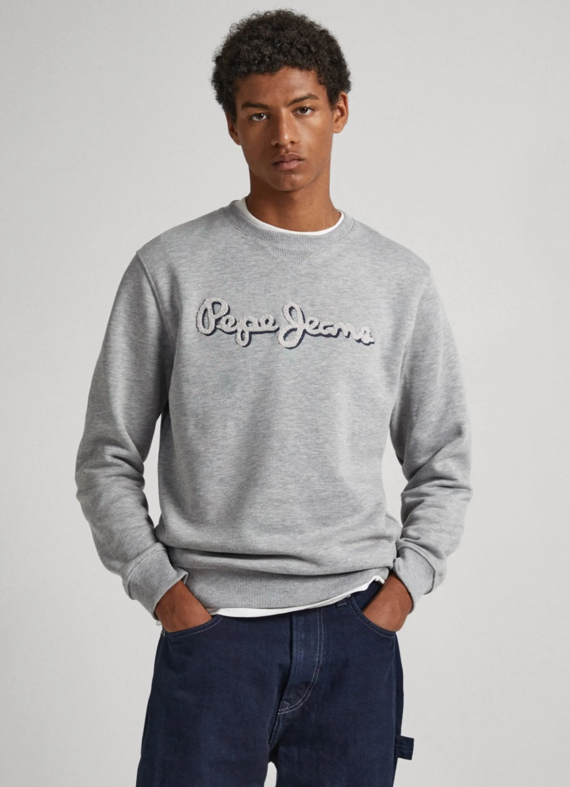 Men Pepe Jeans Embroidered Logo Cotton Sweatshirt