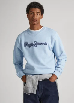 Men Pepe Jeans Embroidered Logo Cotton Sweatshirt