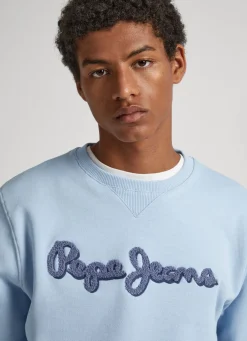 Men Pepe Jeans Embroidered Logo Cotton Sweatshirt