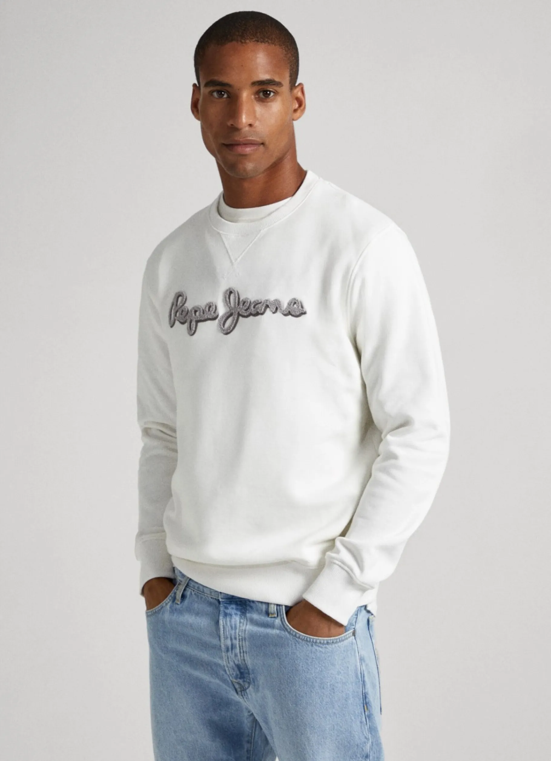 Men Pepe Jeans Embroidered Logo Cotton Sweatshirt