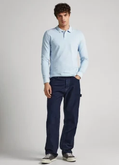 Men Pepe Jeans Embroidered Logo Pique Polo Shirt