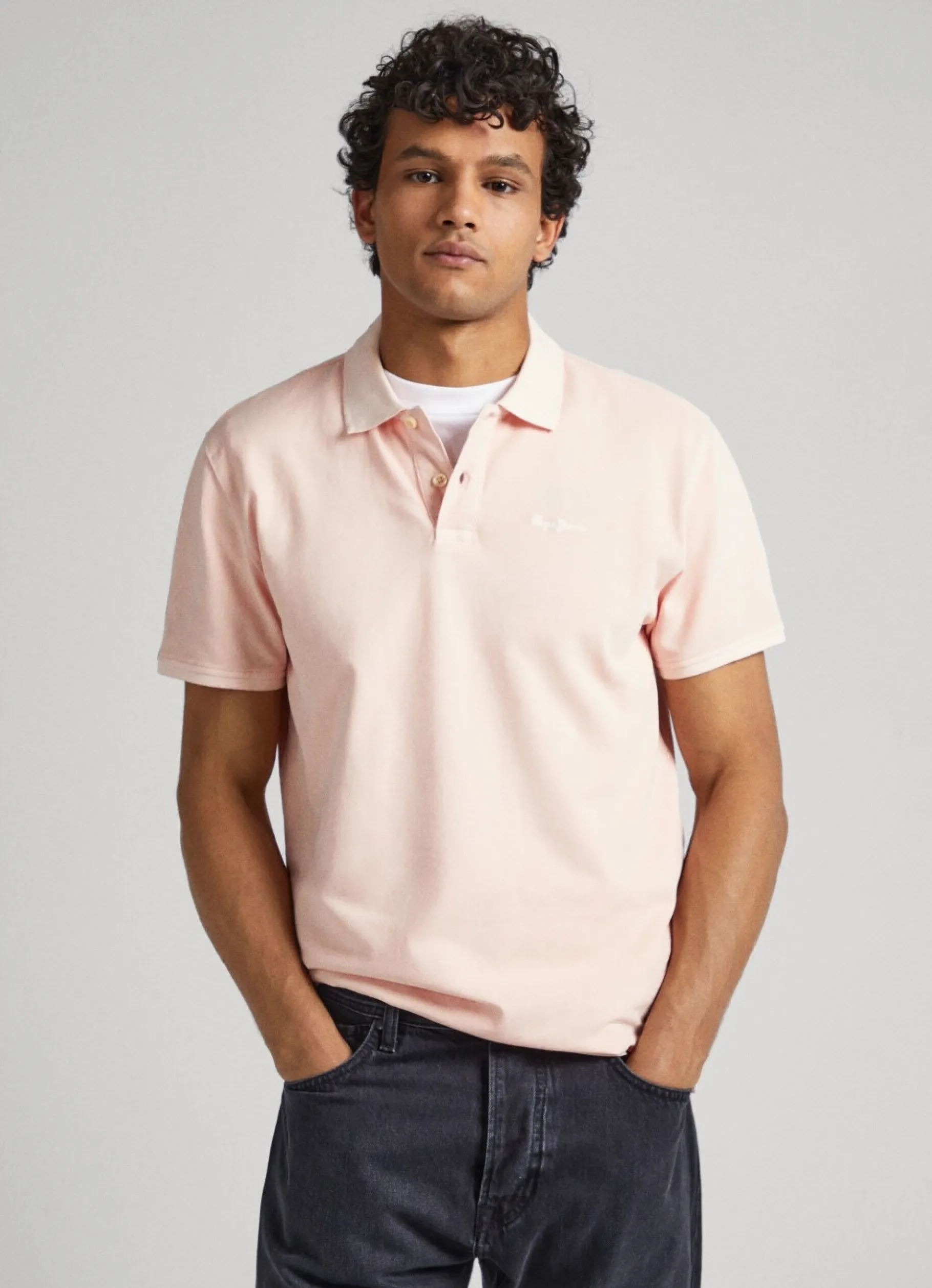 Men Pepe Jeans Embroidered Logo Pique Polo Shirt