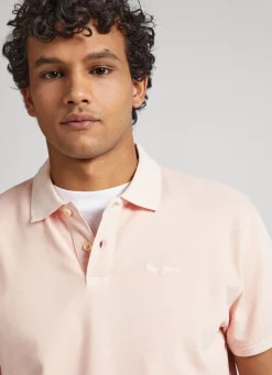 Men Pepe Jeans Embroidered Logo Pique Polo Shirt
