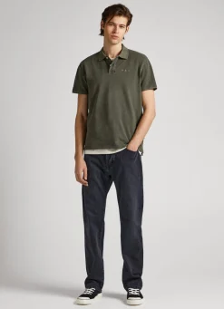 Men Pepe Jeans Embroidered Logo Pique Polo Shirt