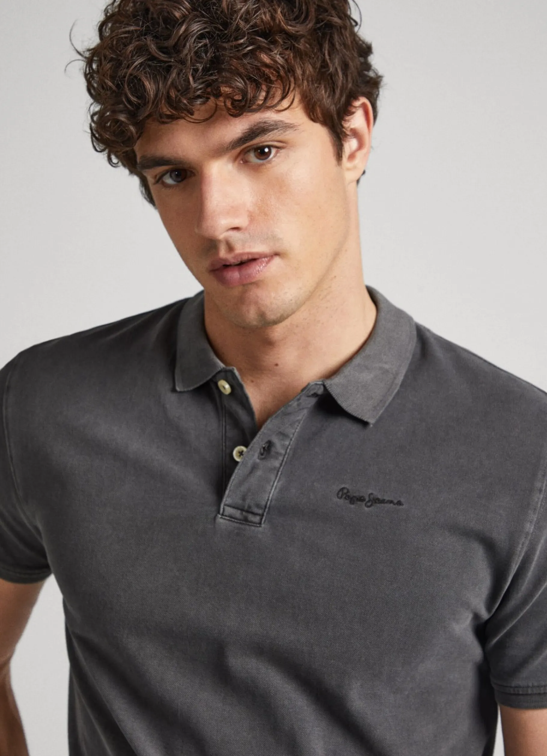 Men Pepe Jeans Embroidered Logo Pique Polo Shirt