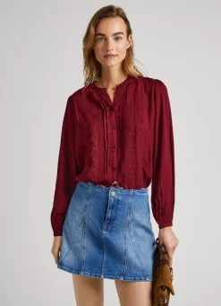 Women Pepe Jeans Embroidered Romantic Cut Blouse