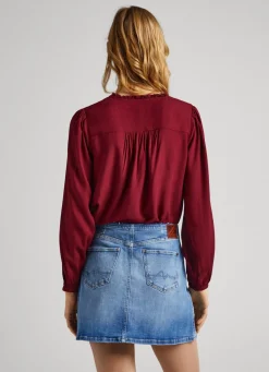Women Pepe Jeans Embroidered Romantic Cut Blouse