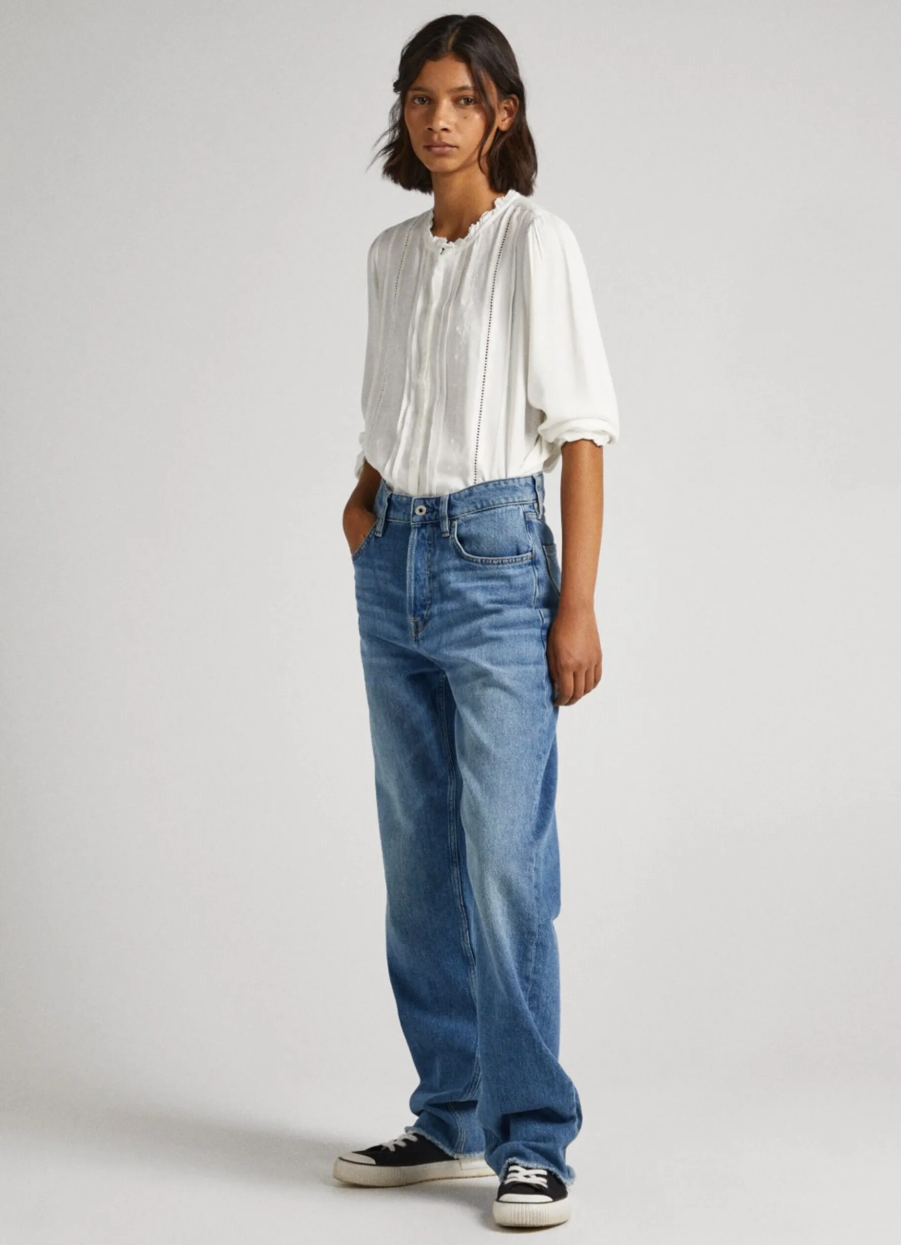 Women Pepe Jeans Embroidered Romantic Cut Blouse