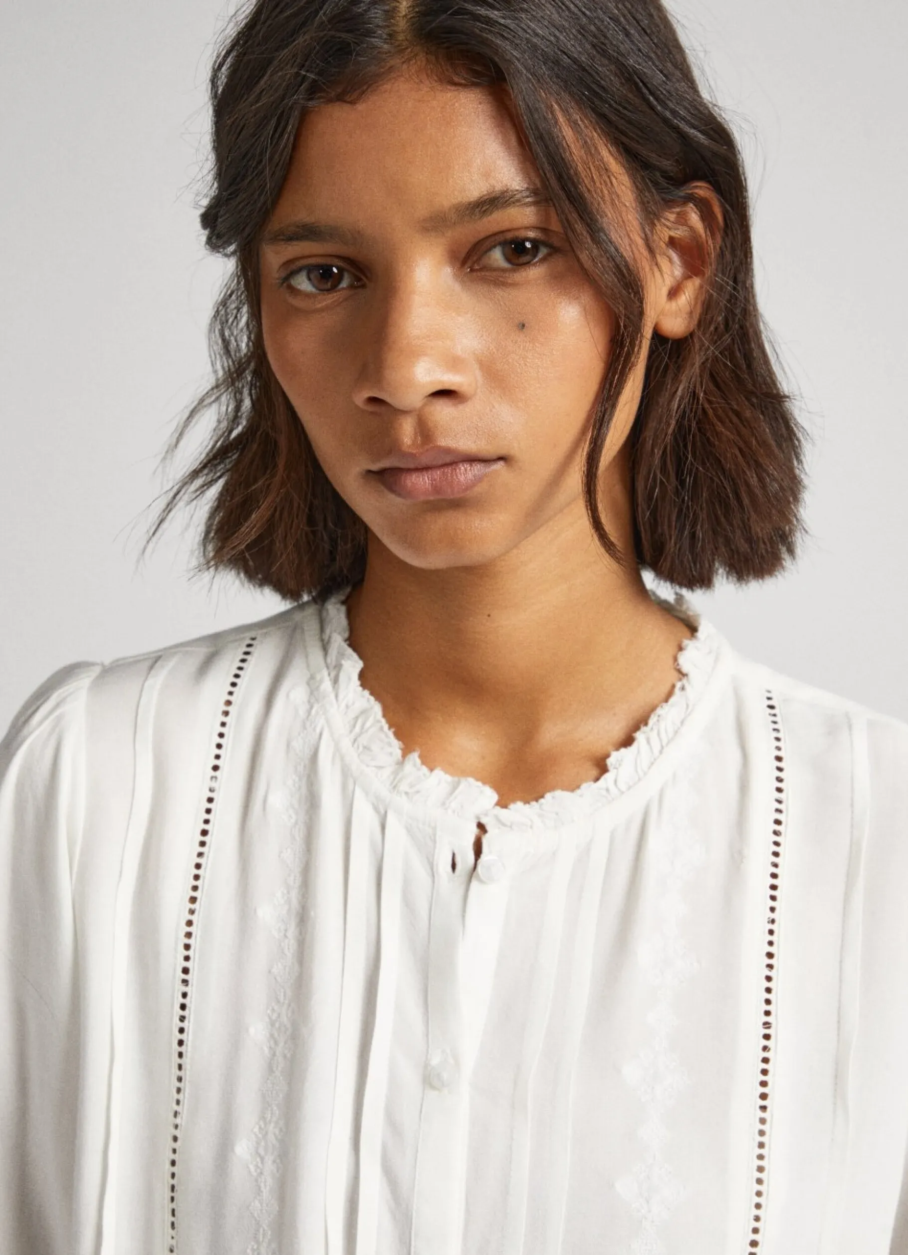 Women Pepe Jeans Embroidered Romantic Cut Blouse