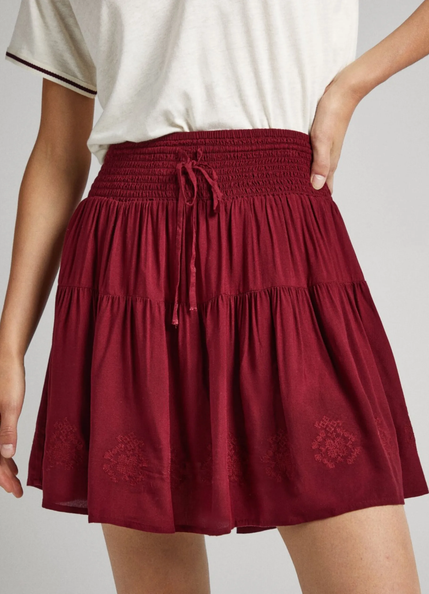 Women Pepe Jeans Embroidered Skirt At Hem