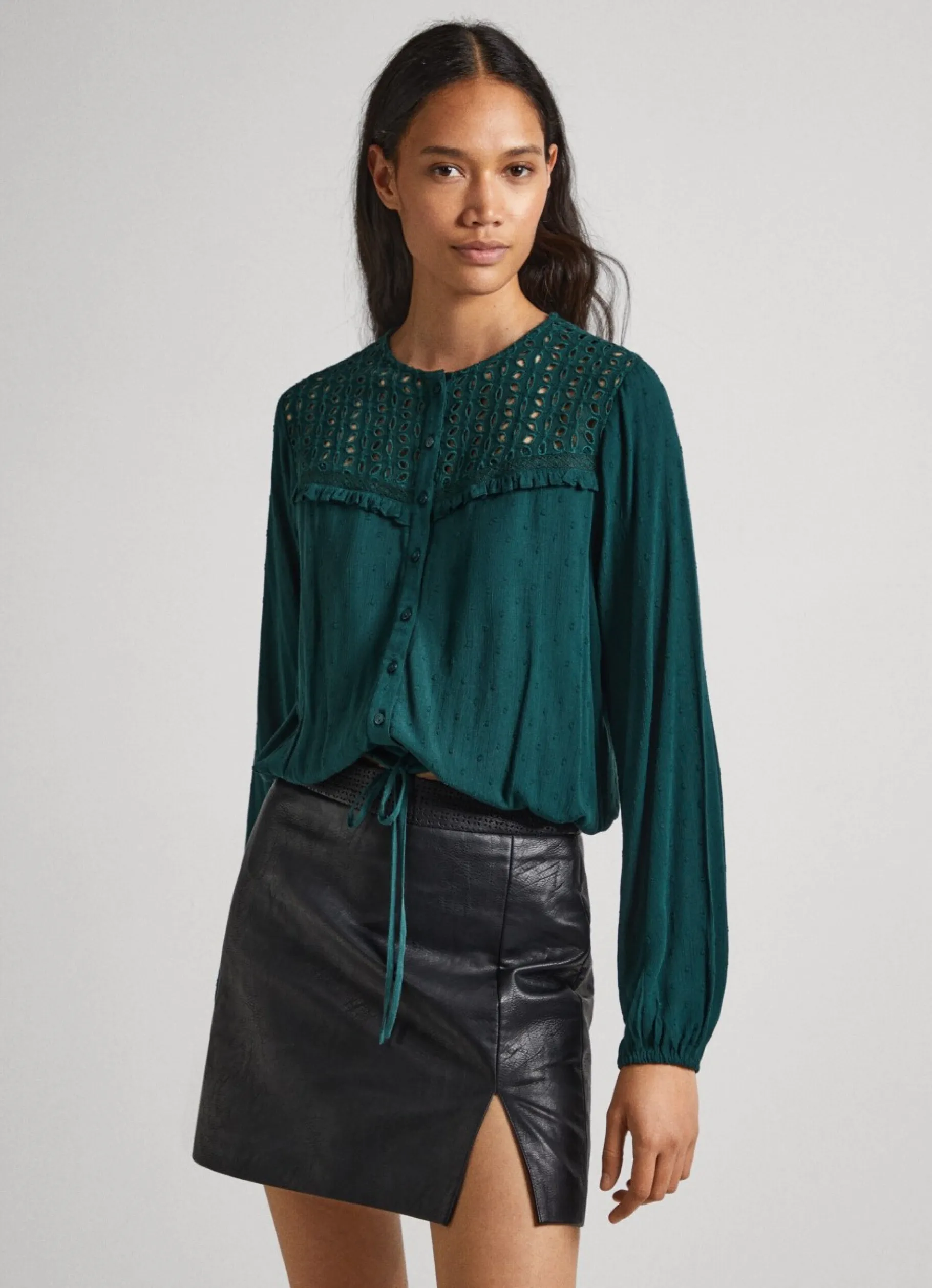 Women Pepe Jeans Eyelet Open Weave Blouse