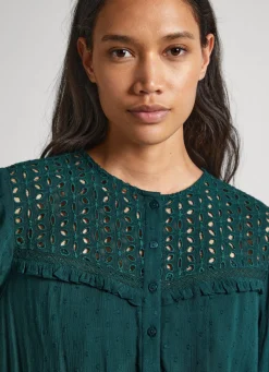 Women Pepe Jeans Eyelet Open Weave Blouse