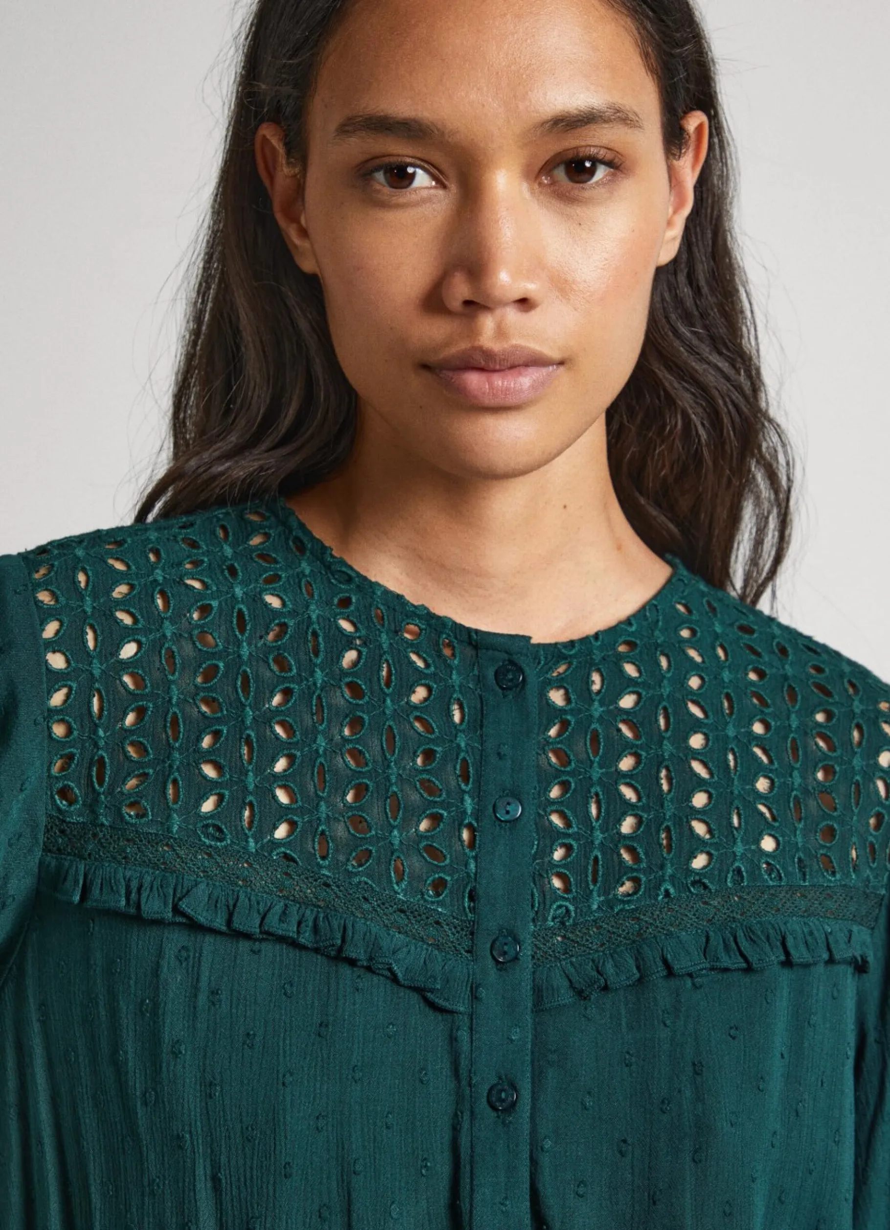 Women Pepe Jeans Eyelet Open Weave Blouse